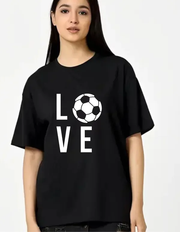 Black_Cotton_Blend_Trendy_Love_T-Shirt_For_Women