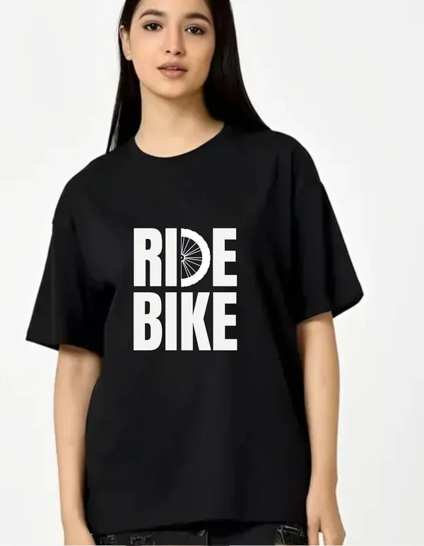 Black_Cotton_Blend_Trendy_Ride_Bike_T-Shirt_For_Women