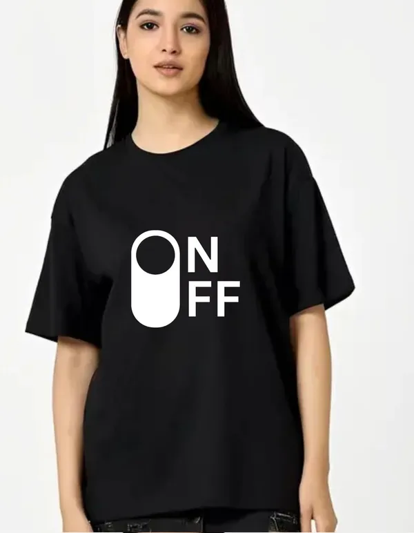 Black_Cotton_Blend_Trendy_On_Off_T-Shirt_For_Women