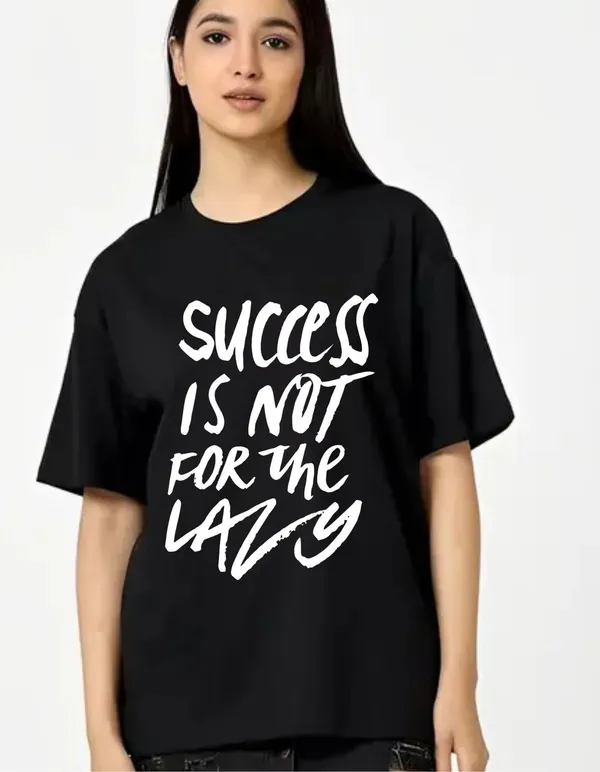 Black_Cotton_Blend_Trendy_Sucess_Is_Not_T-Shirt_For_Women