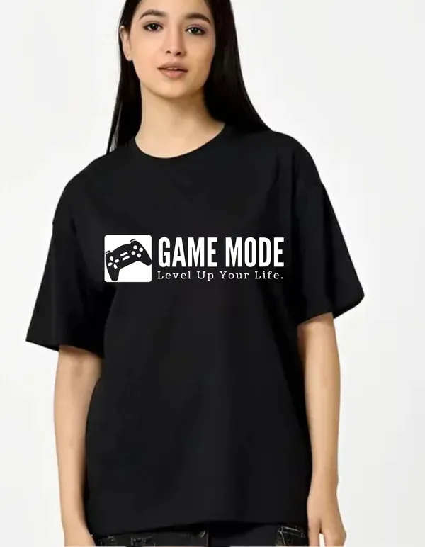 Black_Cotton_Blend_Trendy_Game_Mode_T-Shirt_For_Women