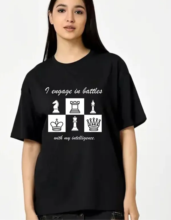 Black_Cotton_Blend_Trendy_I_Enggage_T-Shirt_For_Women