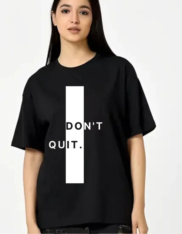 Black_Cotton_Blend_Trendy_Don'T_Quit_T-Shirt_For_Women