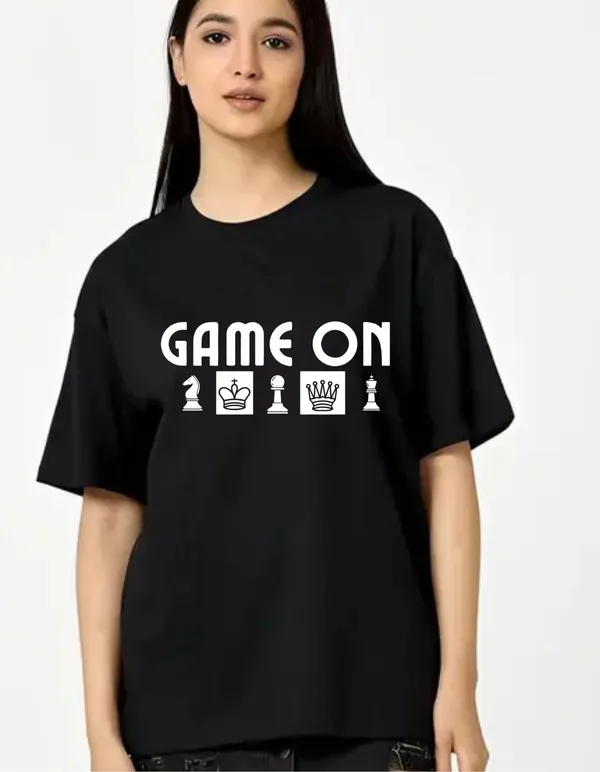 Black_Cotton_Blend_Trendy_Game_On_T-Shirt_For_Women