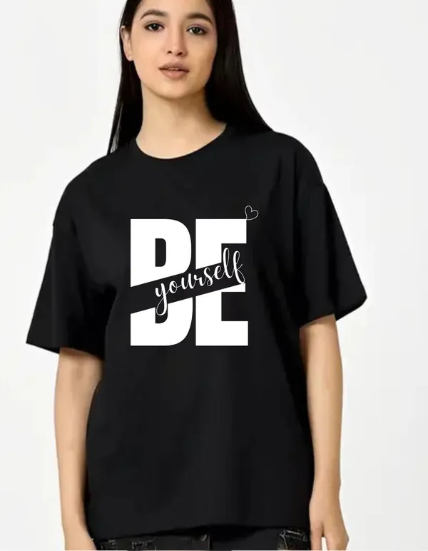 Black_Cotton_Blend_Trendy_Be_Youurself_T-Shirt_For_Women
