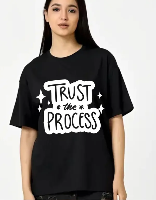 Black_Cotton_Blend_Trendy_Trust_The_Process_T-Shirt_For_Women