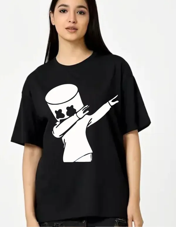 Black_Cotton_Blend_Trendy_Marshmallow_T-Shirt_For_Women