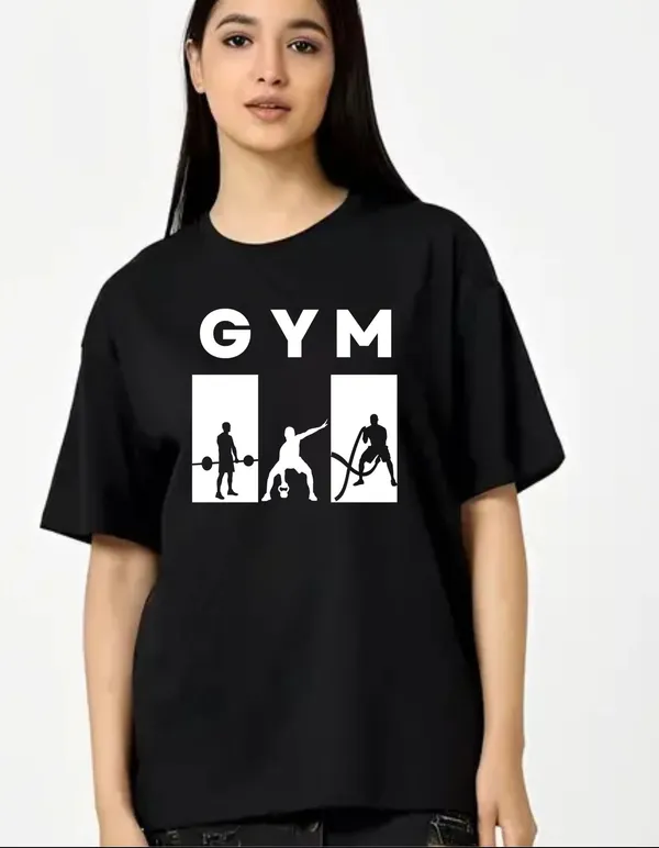 Black_Cotton_Blend_Trendy_Gym_T-Shirt_For_Women