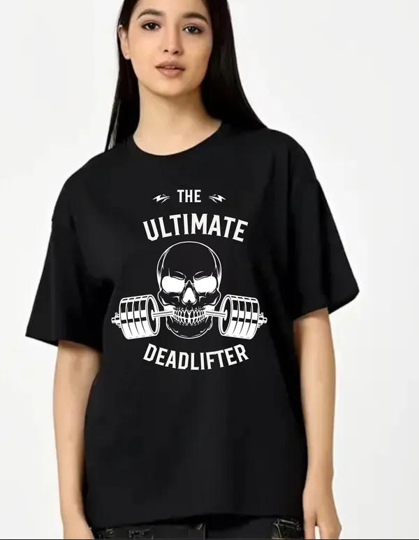 Black_Cotton_Blend_Trendy_The_Ultimate_Deadlifter_T-Shirt_For_Women