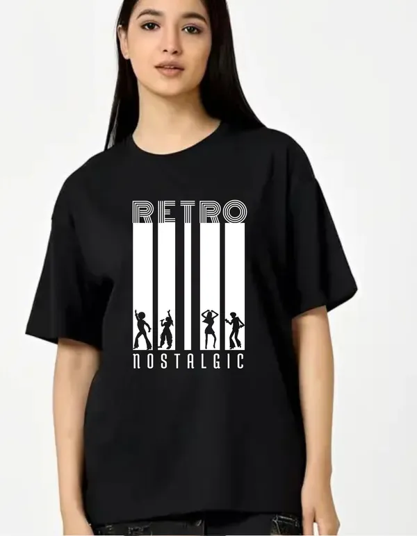 Black_Cotton_Blend_Trendy_Retro_Nostalgic_T-Shirt_For_Women