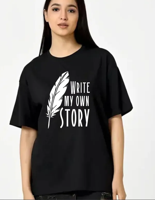 Black_Cotton_Blend_Trendy_Write_My_Own_Story_T-Shirt_For_Women