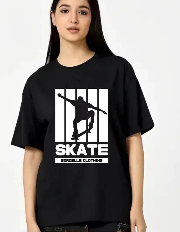 Black_Cotton_Blend_Trendy_Skate_T-Shirt_For_Women