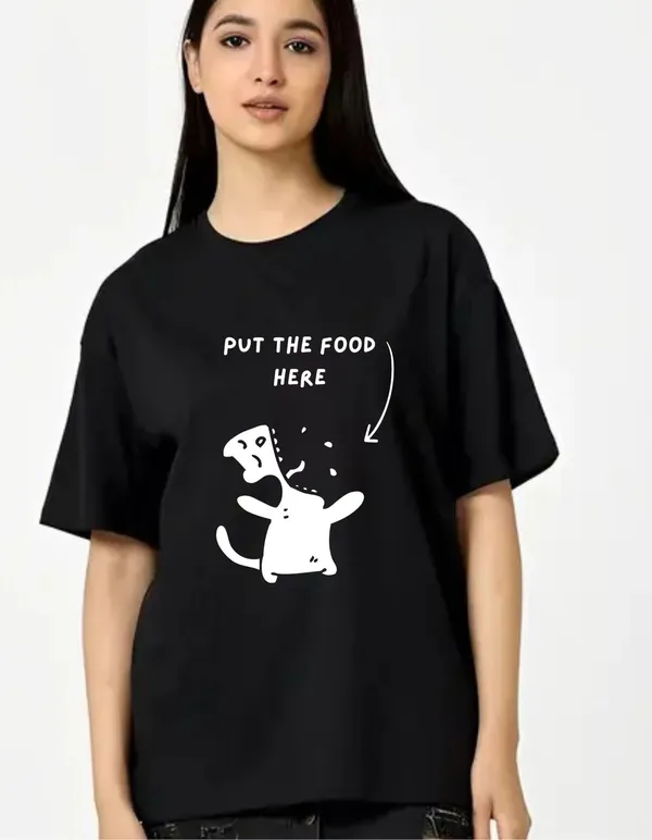 Black_Cotton_Blend_Trendy_Put_The_Food_T-Shirt_For_Women