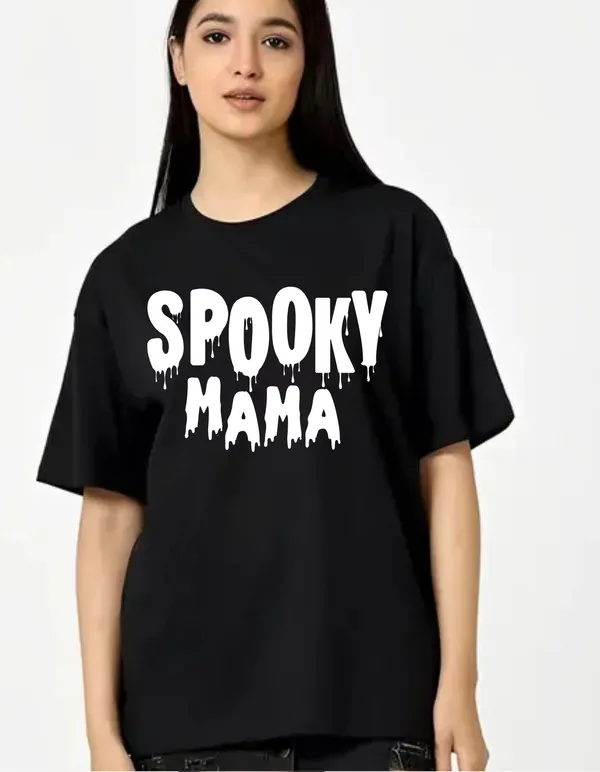 Black_Cotton_Blend_Trendy_Spooky_Mamaa_T-Shirt_For_Women