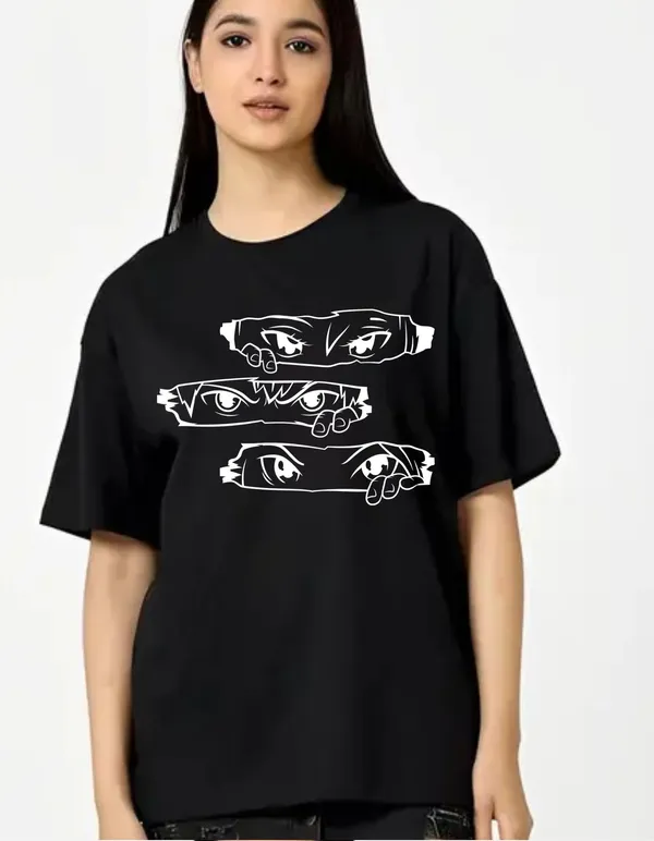 Black_Cotton_Blend_Trendy_Eye_T-Shirt_For_Women