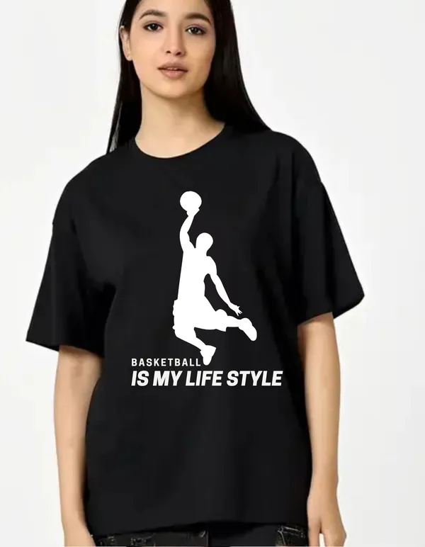 Black_Cotton_Blend_Trendy_Basketball_T-Shirt_For_Women