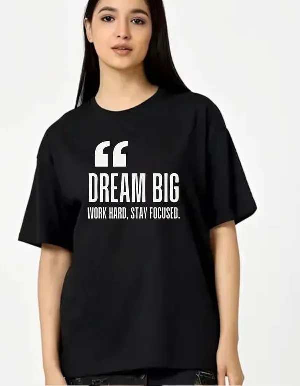 Black_Cotton_Blend_Trendy_Dream_Big_T-Shirt_For_Women