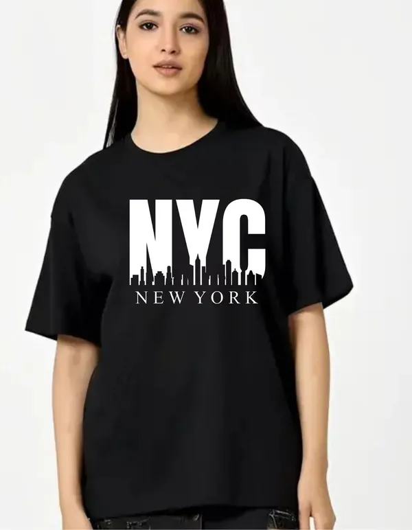 Black_Cotton_Blend_Trendy_Newyork_T-Shirt_For_Women