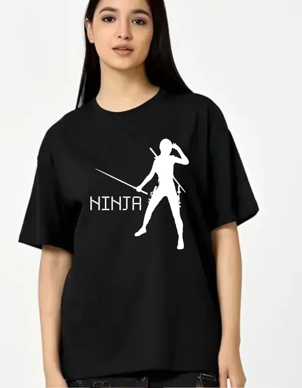 Black_Cotton_Blend_Trendy_Ninja_T-Shirt_For_Women