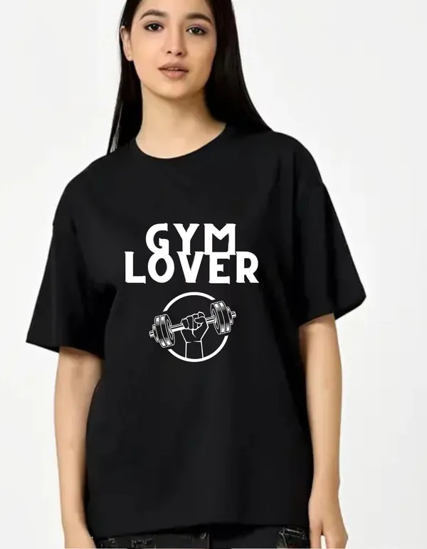 Black_Cotton_Blend_Trendy_Gym_Lover_T-Shirt_For_Women