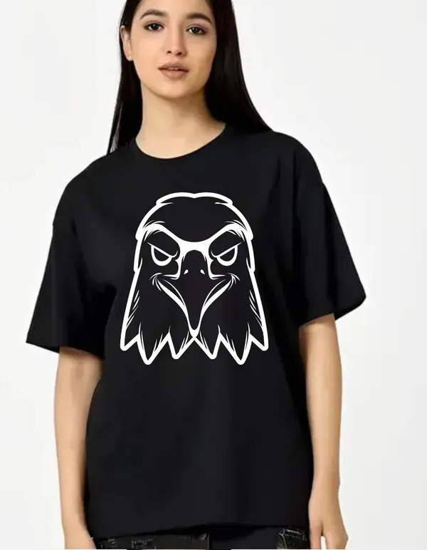 Black_Cotton_Blend_Trendy_Eagle_T-Shirt_For_Women