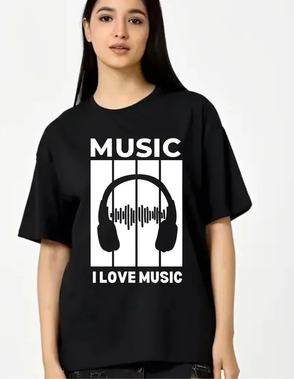 Black_Cotton_Blend_Trendy_Music_T-Shirt_For_Women