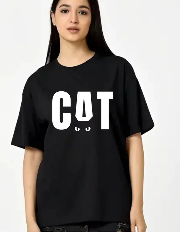 Black_Cotton_Blend_Trendy_Catt_T-Shirt_For_Women