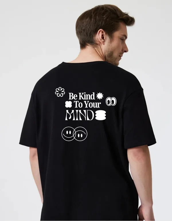 Black_Cotton_Blend_Trendy_Be_Kind_To_Youur_Mind_T-Shirt_Back_Print_For_Men