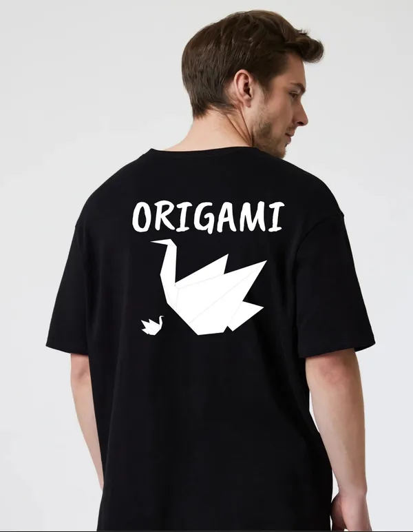 Black_Cotton_Blend_Trendy_Origami_T-Shirt_Back_Print_For_Men