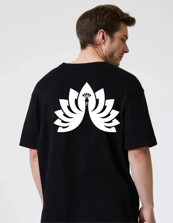Black_Cotton_Blend_Trendy_Peacock_T-Shirt_Back_Print_For_Men