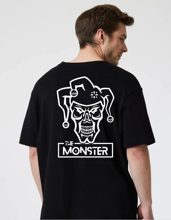 Black_Cotton_Blend_Trendy_Monster_T-Shirt_Back_Print_For_Men