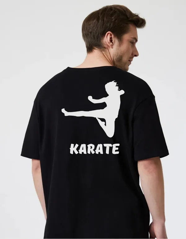 Black_Cotton_Blend_Trendy_Karate_T-Shirt_Back_Print_For_Men