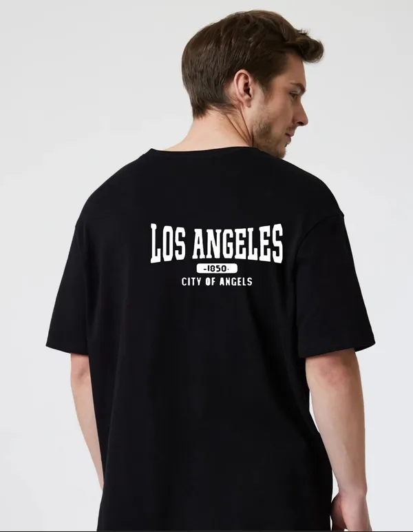 Black_Cotton_Blend_Trendy_Los_Angeles_T-Shirt_Back_Print_For_Men