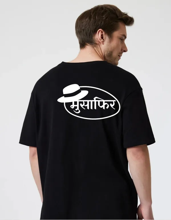 Black_Cotton_Blend_Trendy_Musafir_T-Shirt_Back_Print_For_Men