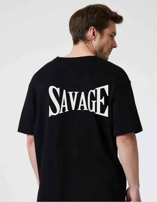 Black_Cotton_Blend_Trendy_Savage_T-Shirt_Back_Print_For_Men