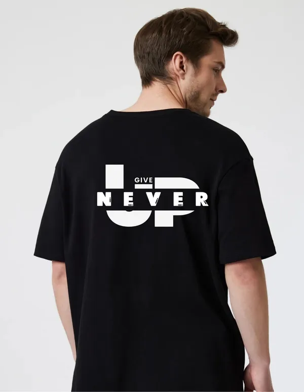 Black_Cotton_Blend_Trendy_Never_Give_Up_T-Shirt_Back_Print_For_Men