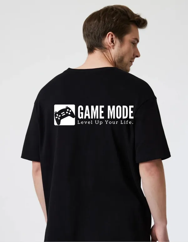 Black_Cotton_Blend_Trendy_Game_Mode_T-Shirt_Back_Print_For_Men