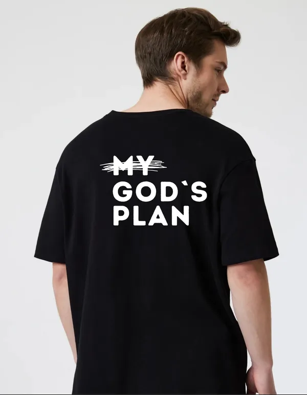 Black_Cotton_Blend_Trendy_My_God'S_Plan_T-Shirt_Back_Print_For_Men