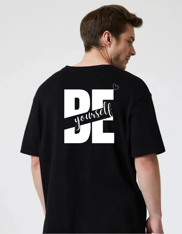 Black_Cotton_Blend_Trendy_Be_Youurself_T-Shirt_Back_Print_For_Men