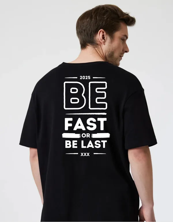 Black_Cotton_Blend_Trendy_Be_Fast_T-Shirt_Back_Print_For_Men