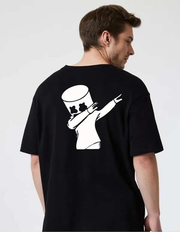 Black_Cotton_Blend_Trendy_Marshmallow_T-Shirt_Back_Print_For_Men