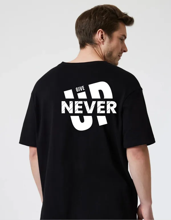 Black_Cotton_Blend_Trendy_Never_Give_Up_T-Shirt_Back_Print_For_Men