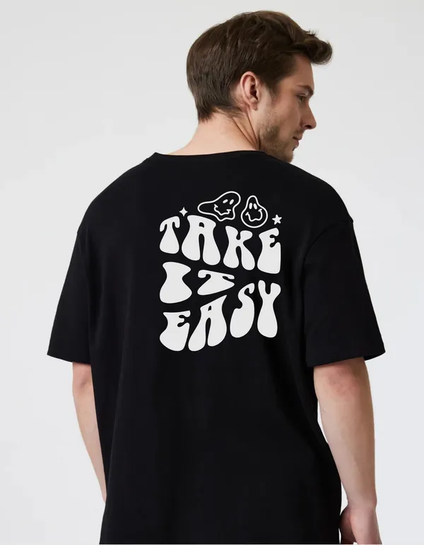Black_Cotton_Blend_Trendy_Take_It_Easy_T-Shirt_Back_Print_For_Men