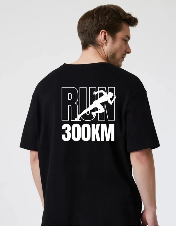 Black_Cotton_Blend_Trendy_Run_300Km_T-Shirt_Back_Print_For_Men