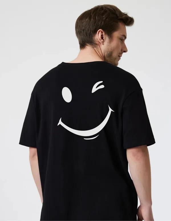 Black_Cotton_Blend_Trendy_Smille_T-Shirt_Back_Print_For_Men