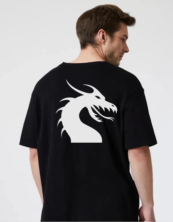 Black_Cotton_Blend_Trendy_Dargon_T-Shirt_Back_Print_For_Men
