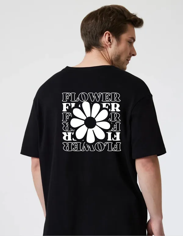 Black_Cotton_Blend_Trendy_Flower_T-Shirt_Back_Print_For_Men