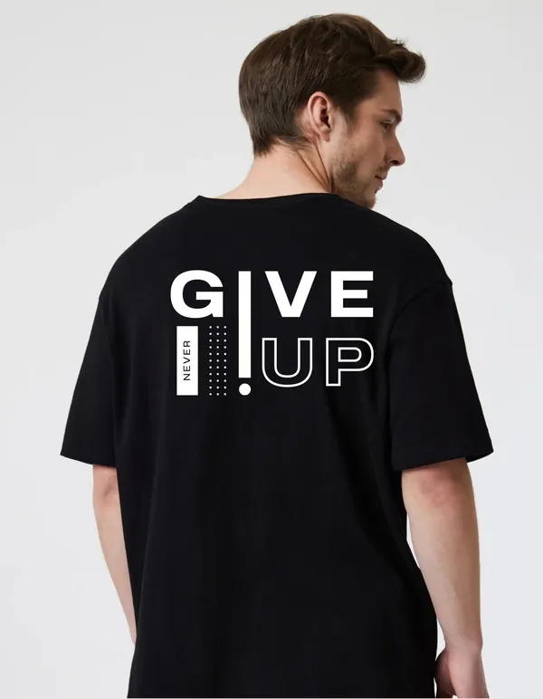 Black_Cotton_Blend_Trendy_Never_Give_Up_T-Shirt_Back_Print_For_Men