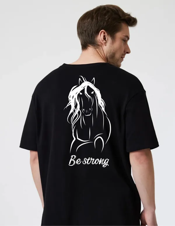 Black_Cotton_Blend_Trendy_Be_Strong_T-Shirt_Back_Print_For_Men