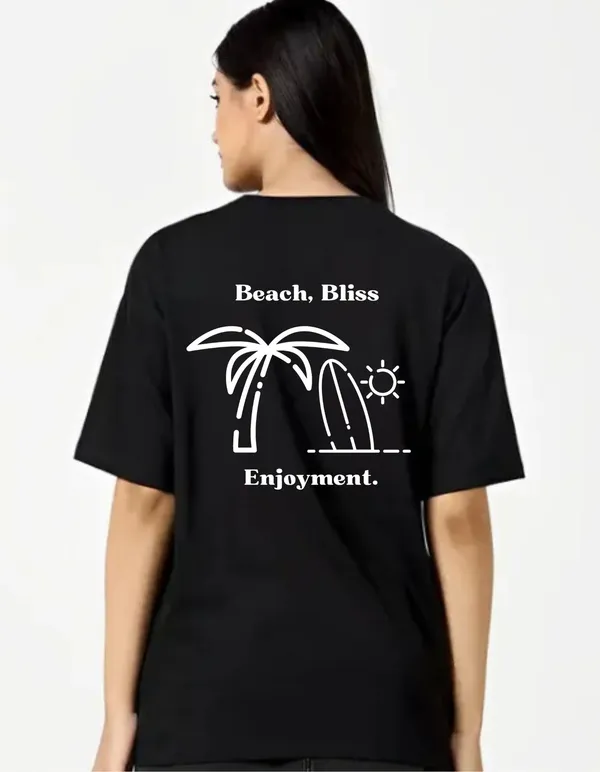Black_Cotton_Blend_Trendy_Beach_Bliss_T-Shirt_Back_Print_For_Women